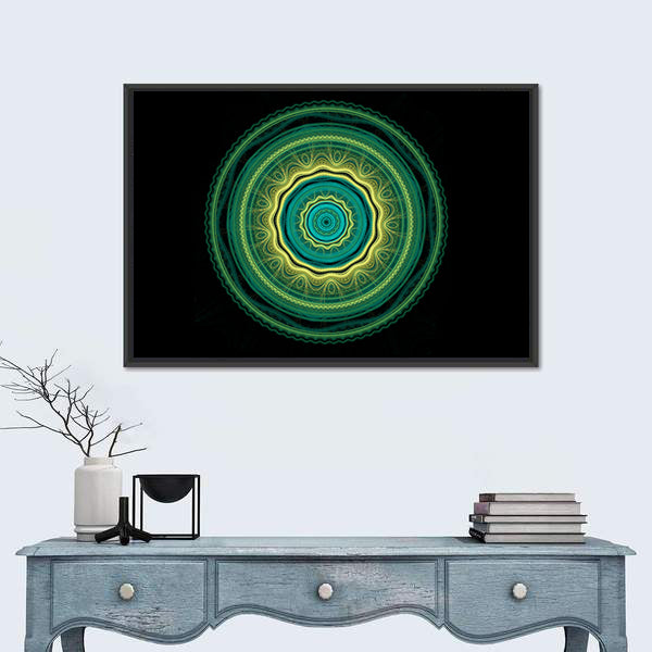 Green Mandala Flower Canvas Wall Art