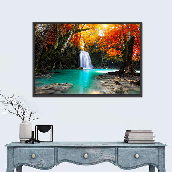 Deep Forest Waterfall In Kanchanaburi Thailand Canvas Wall Art
