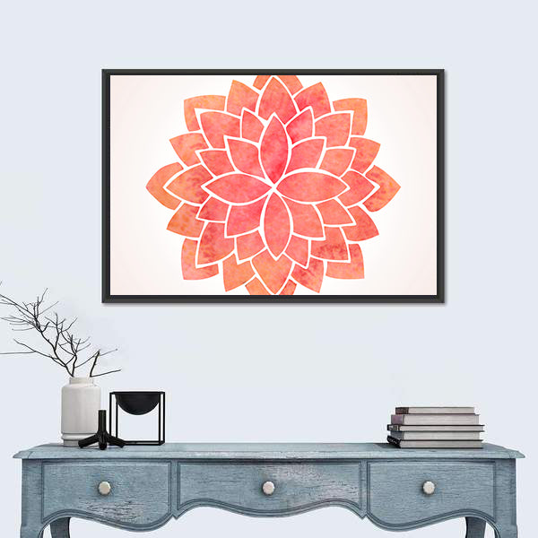 Red Mandala Flower Canvas Wall Art