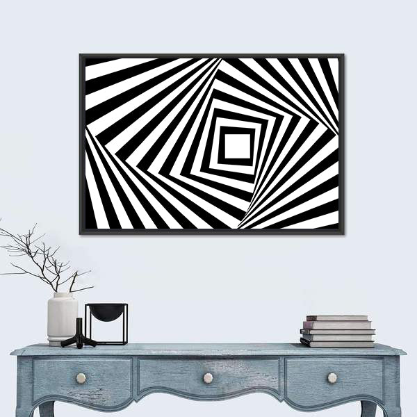 Black and White Concentric Squares Canvas Wall Art