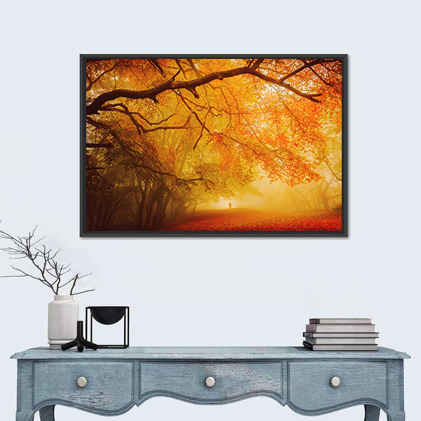 Seasonal Forest Fall Walk Canvas Wall Art