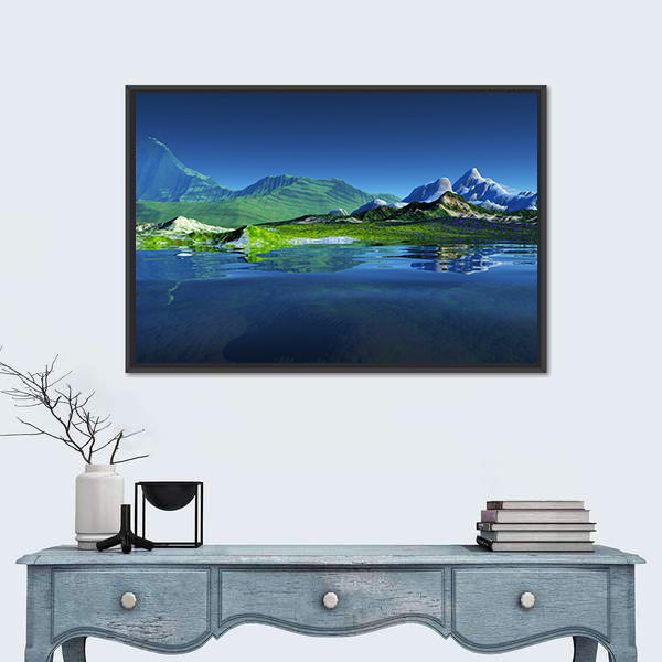 Serene Mountain Lake Reflection Canvas Wall Art