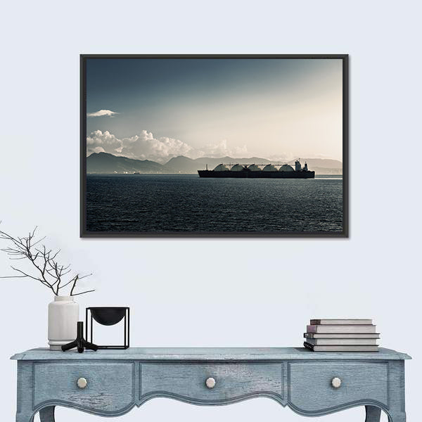 Liquefied Natural Gas LNG Carrier Ship In Sea Canvas Wall Art