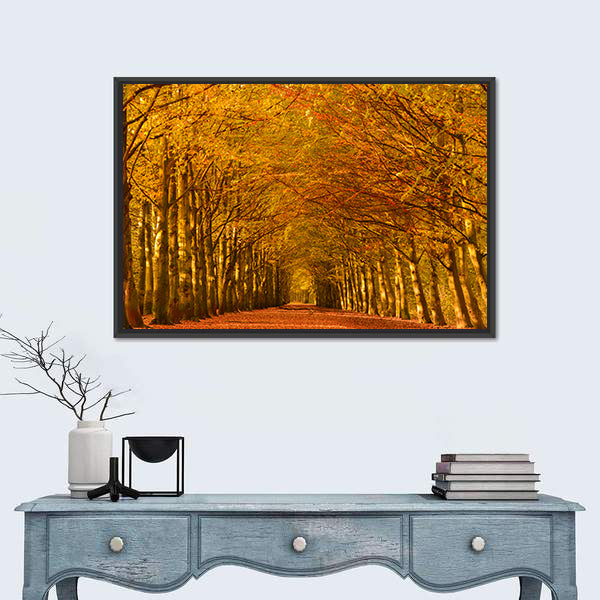 Autumn Forest Lane Canvas Wall Art
