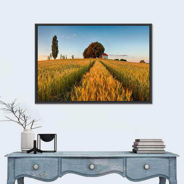 Summer Wheat Field at Golden Hour Canvas Wall Art