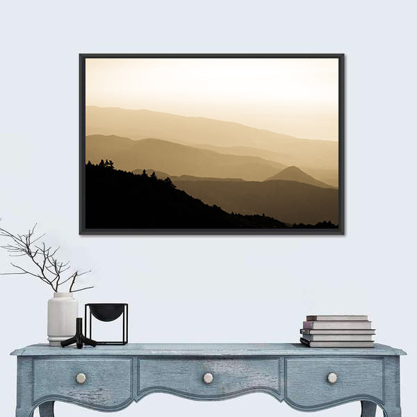 Sunset Over Foggy Mountains In Turkey Canvas Wall Art