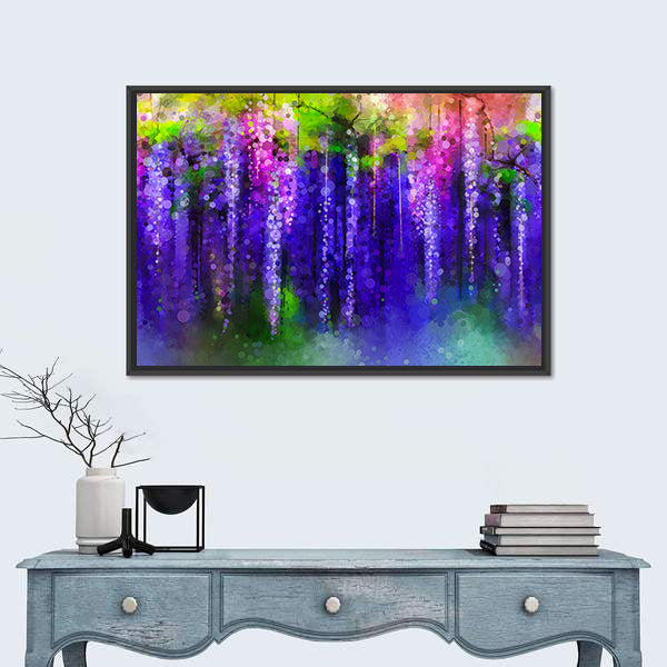 Wisteria Purple Flowers In Spring Canvas Wall Art