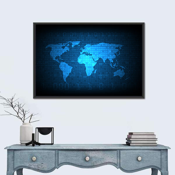 Digital Globe World Map Canvas Wall Art