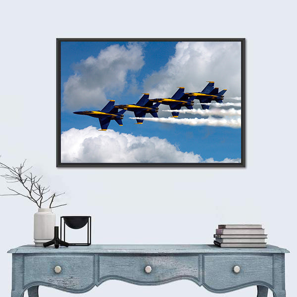 Blue Angels In The Clouds Canvas Wall Art