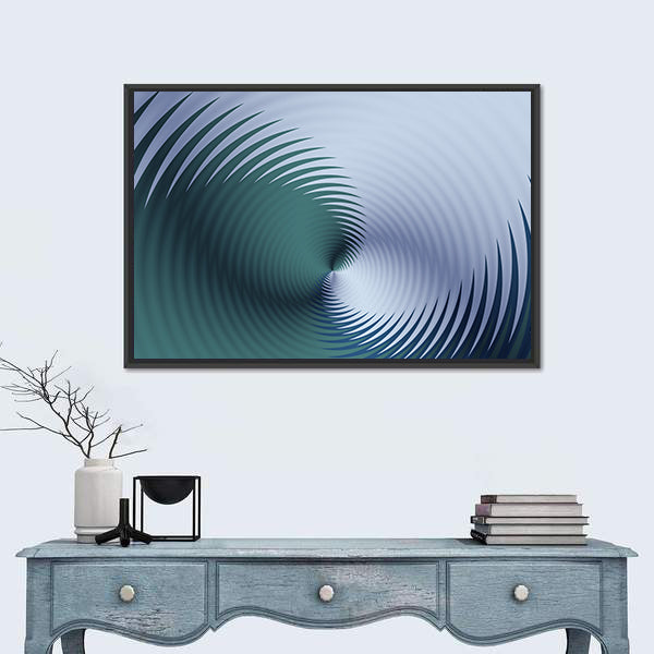 Teal Spiral Floral Pattern Canvas Wall Art