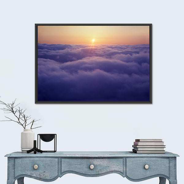 Sunset Above The Clouds Canvas Wall Art