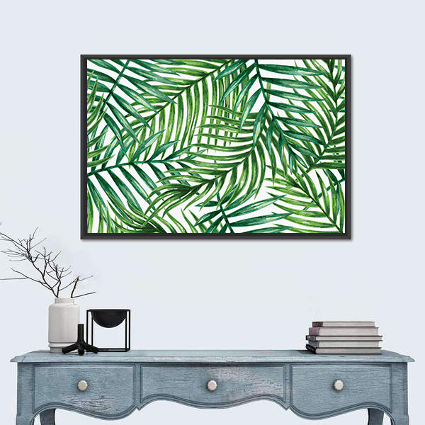 Watercolor Tropical Palm Leaves Canvas Wall Art