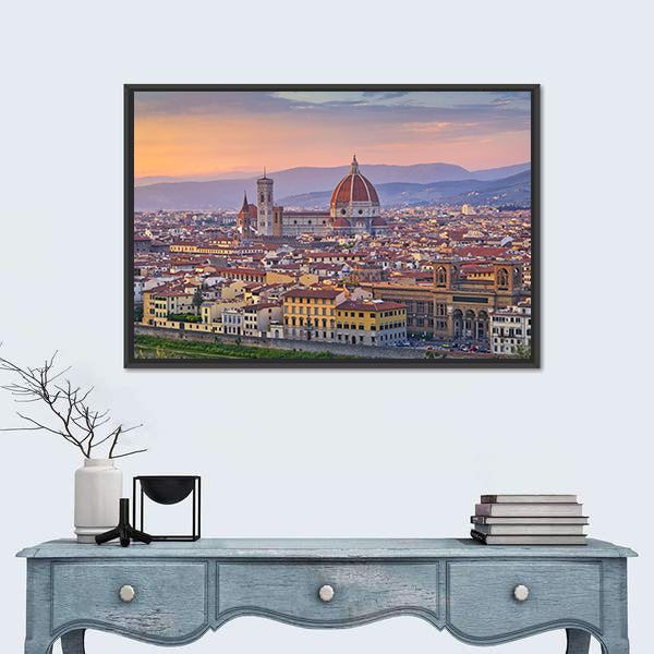 Florence City At Sunset Canvas Wall Art