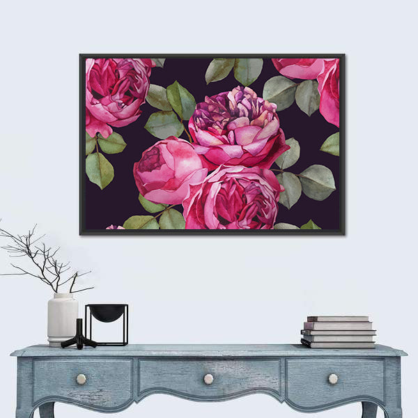 Pink Roses Bouquet Canvas Wall Art