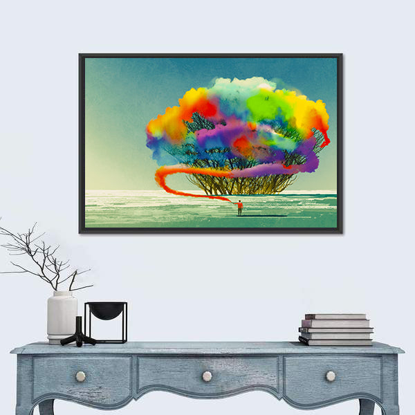 Colorful Smoke Flare Illustration Canvas Wall Art