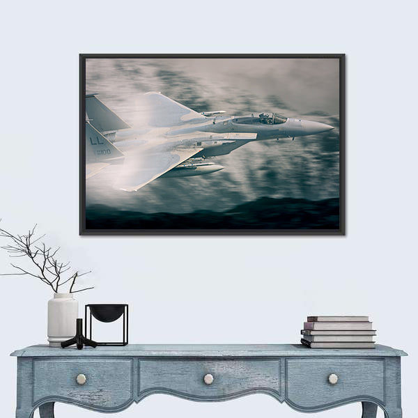 F15 Military Fighter Jet Flying Canvas Wall Art