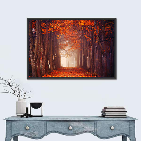 Autumn Misty Forest Canvas Wall Art