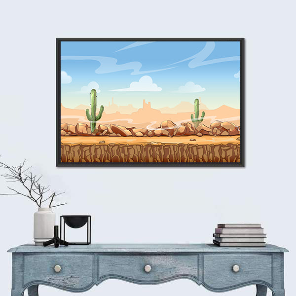 Wild West Desert Game Concept Canvas Wall Art