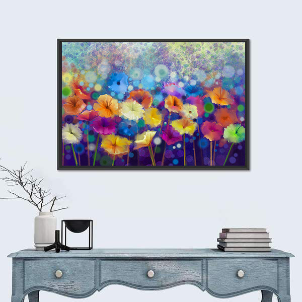 Colorful Watercolor Floral Meadow Canvas Wall Art