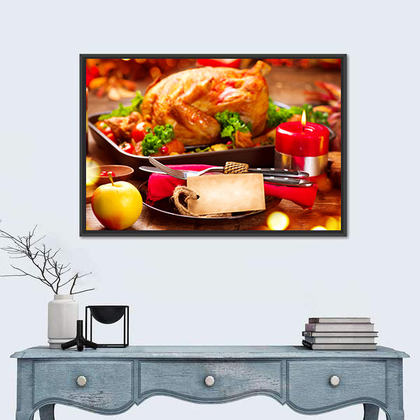 Thanksgiving Dinner Table Canvas Wall Art