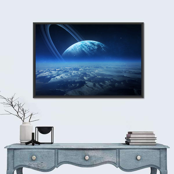 View of Uranus from Titania Canvas Wall Art