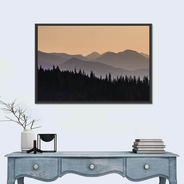 Early Morning Mist On Forest Mountain Canvas Wall Art