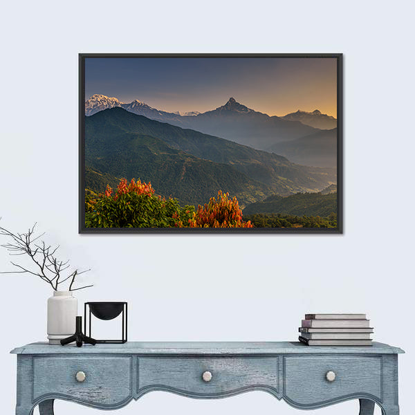 Sunrise Over Himalaya Mountains Near Pokhara Nepal Canvas Wall Art