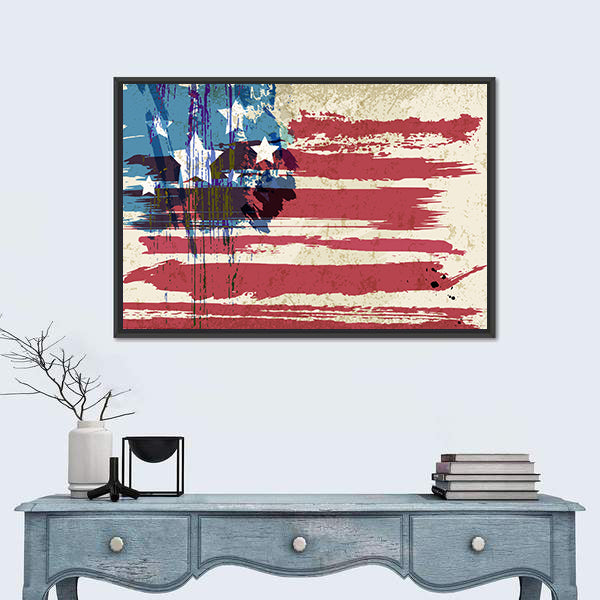 Grunge American Flag Canvas Wall Art