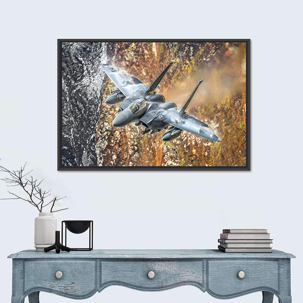 F-15 Fighter Jet Canyon Run Canvas Wall Art