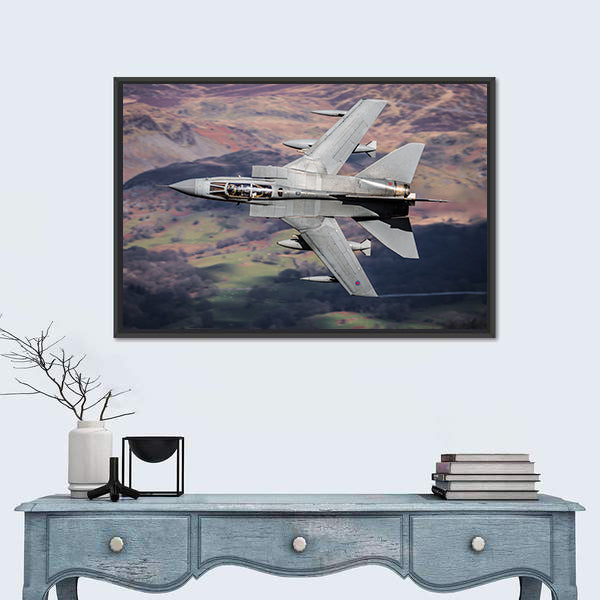 Panavia Tornado Over Mountainous Terrain Canvas Wall Art