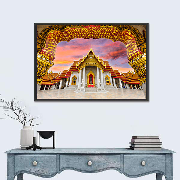 Marble Temple Of Bangkok In Thailand Canvas Wall Art