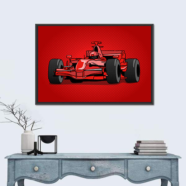 Red Pop Racing Car Canvas Wall Art