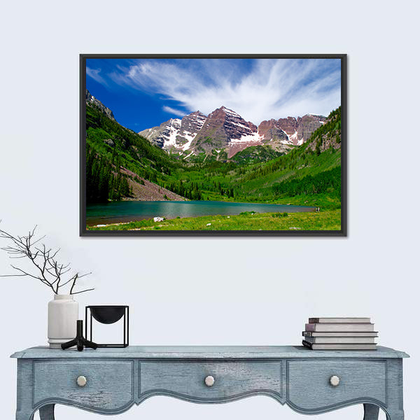 Maroon Bells Alpine Lake and Mountain Peaks Canvas Wall Art