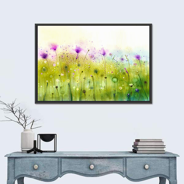 Cosmos Flowers Abstract Canvas Wall Art