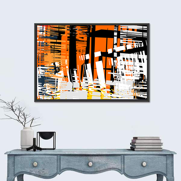 Gradient Grunge Abstract with Geometric Layers Canvas Wall Art