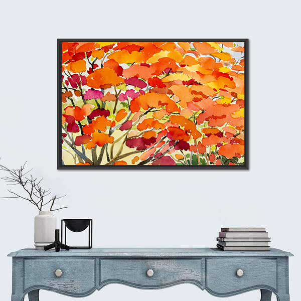 Peacock Flowers Watercolor Abstract Canvas Wall Art