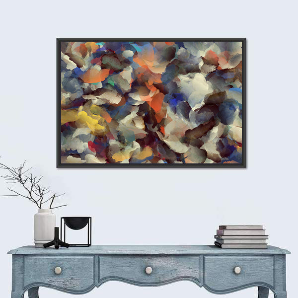 Colorful Retro Abstract Brushstroke Composition Canvas Wall Art