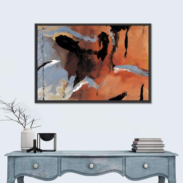Grunge Orange Abstract Texture Canvas Wall Art