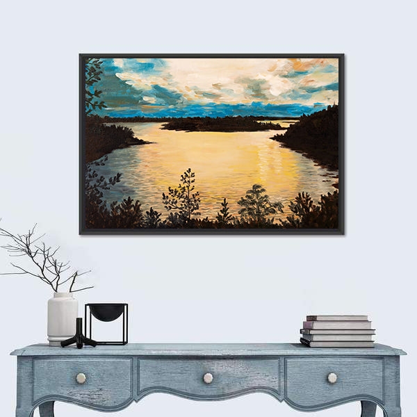 Sunset On The Lake Canvas Wall Art