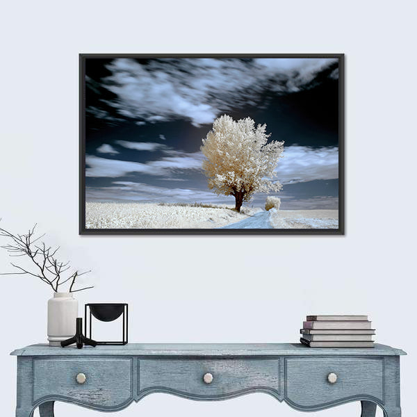 Alone Tree In Winter Canvas Wall Art