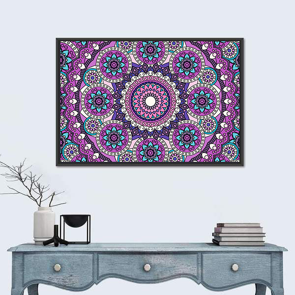 Purple Mandala Pattern Canvas Wall Art