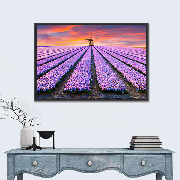 Spring Scene On The Flowers Farm In Netherlands Canvas Wall Art
