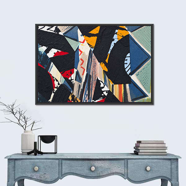 Hand Painted Paper Collage Canvas Wall Art