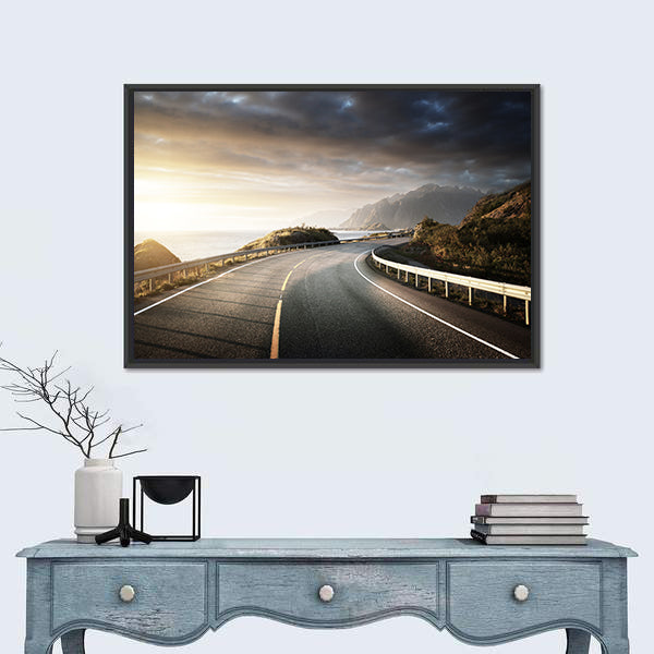Winding Coastal Road in Lofoten Canvas Wall Art