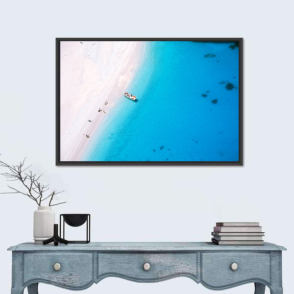 Aerial Beach on Zakynthos Island Canvas Wall Art