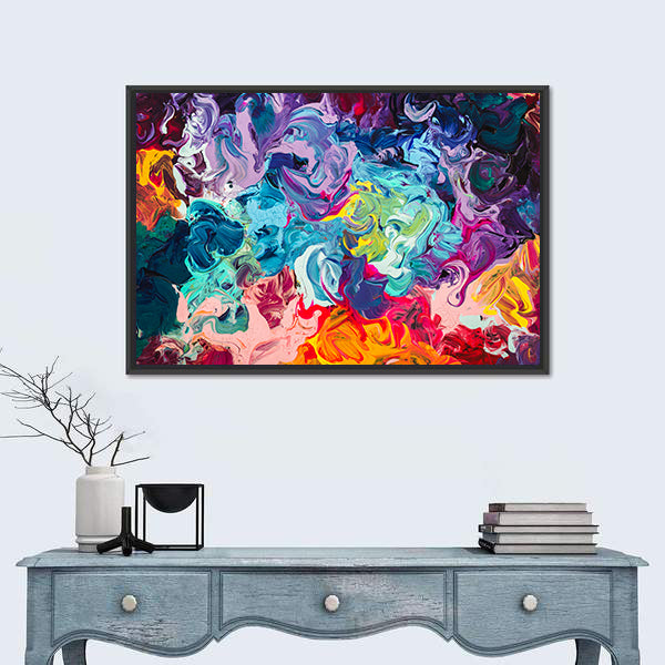 Colorful Acrylic Abstract with Thick Paint Swirls Canvas Wall Art