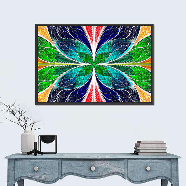 Stained Glass Fractal Butterfly Canvas Wall Art