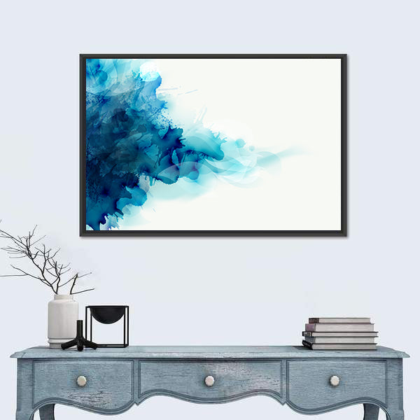 Blue Watercolor Ink Blot Canvas Wall Art