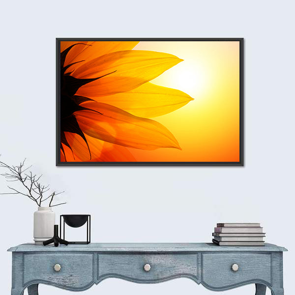 Yellow Sunflower Petals At Sunset Canvas Wall Art