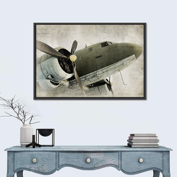 Old Propeller Airplane Canvas Wall Art